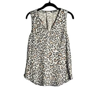 Pulse Black Brown Animal Print Sleeveless V Neck Sweater Small